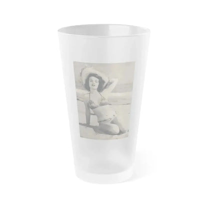 Helene Hayden #02 - 1 Page & 1 B&W Photo from Cover Girls Models Mag. June '54 (Vintage Female Icon) Frosted Pint Glass 16oz 16oz Frosted - Go Mug Yourself