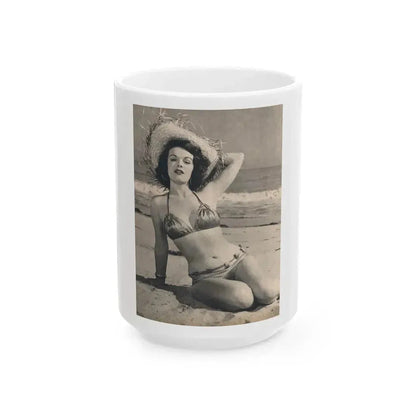 Helene Hayden #02 - 1 Page & 1 B&W Photo from Cover Girls Models Mag. June '54 (Vintage Female Icon) White Coffee Mug 15oz - Go Mug Yourself