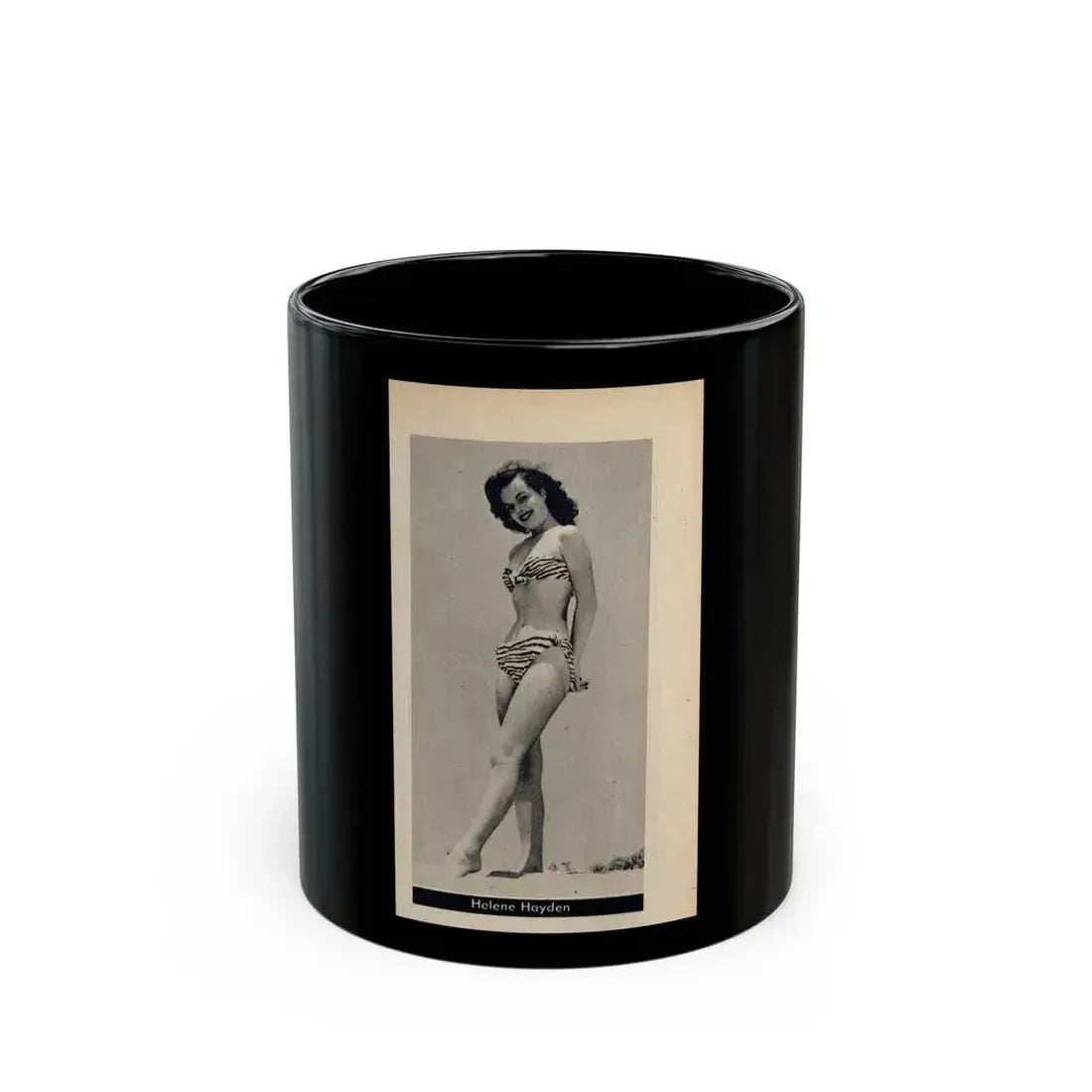 Helene Hayden #03 - 1 Small B&W Photo from Cover Girls Models Mag. Dec. '51 (Vintage Female Icon) Black Coffee Mug 11oz - Go Mug Yourself