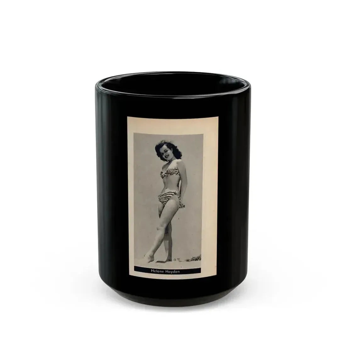 Helene Hayden #03 - 1 Small B&W Photo from Cover Girls Models Mag. Dec. '51 (Vintage Female Icon) Black Coffee Mug 15oz - Go Mug Yourself
