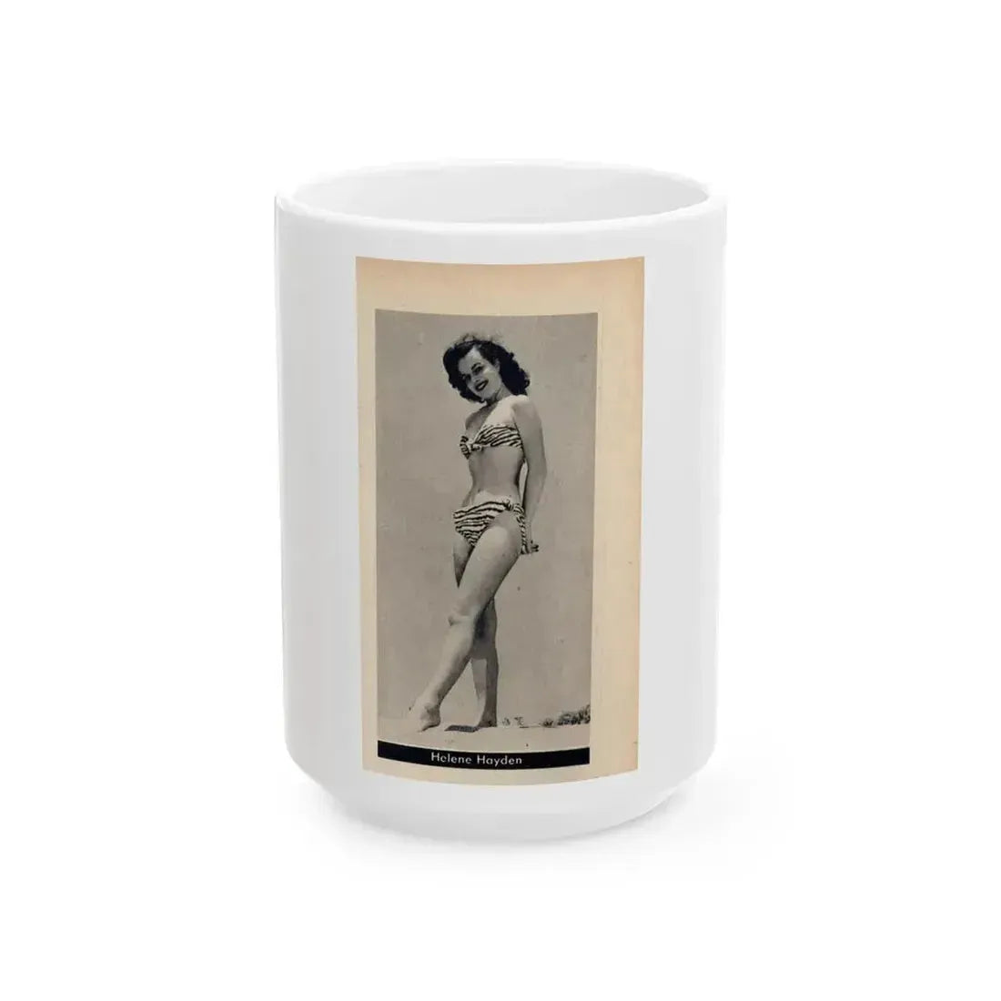 Helene Hayden #03 - 1 Small B&W Photo from Cover Girls Models Mag. Dec. '51 (Vintage Female Icon) White Coffee Mug 15oz - Go Mug Yourself