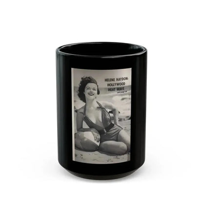 Helene Hayden #04 - Reverse side of cover 1 B&W Photo from EYE Digest Mag. Nov. '53 (Vintage Female Icon) Black Coffee Mug 15oz - Go Mug Yourself