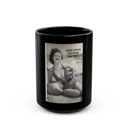 Helene Hayden #04 - Reverse side of cover 1 B&W Photo from EYE Digest Mag. Nov. '53 (Vintage Female Icon) Black Coffee Mug 15oz - Go Mug Yourself
