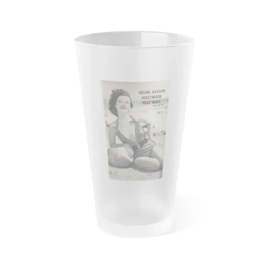 Helene Hayden #04 - Reverse side of cover 1 B&W Photo from EYE Digest Mag. Nov. '53 (Vintage Female Icon) Frosted Pint Glass 16oz 16oz Frosted - Go Mug Yourself