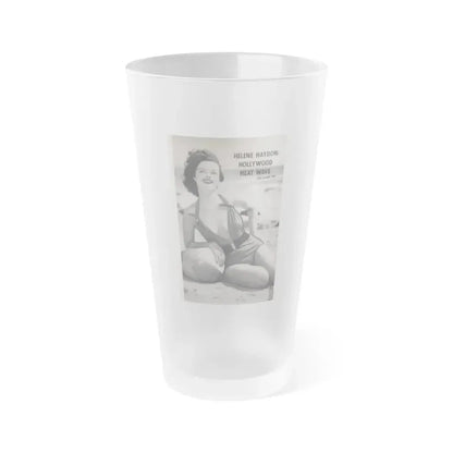 Helene Hayden #04 - Reverse side of cover 1 B&W Photo from EYE Digest Mag. Nov. '53 (Vintage Female Icon) Frosted Pint Glass 16oz 16oz Frosted - Go Mug Yourself