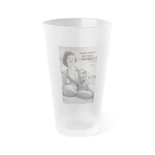 Helene Hayden #04 - Reverse side of cover 1 B&W Photo from EYE Digest Mag. Nov. '53 (Vintage Female Icon) Frosted Pint Glass 16oz 16oz Frosted - Go Mug Yourself