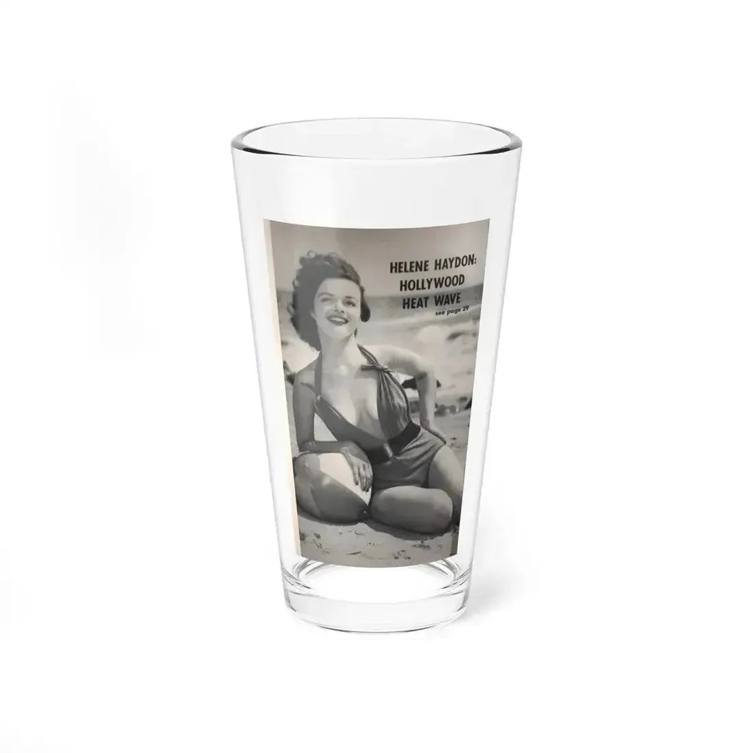 Helene Hayden #04 - Reverse side of cover 1 B&W Photo from EYE Digest Mag. Nov. '53 (Vintage Female Icon) Pint Glass 16oz 16oz - Go Mug Yourself
