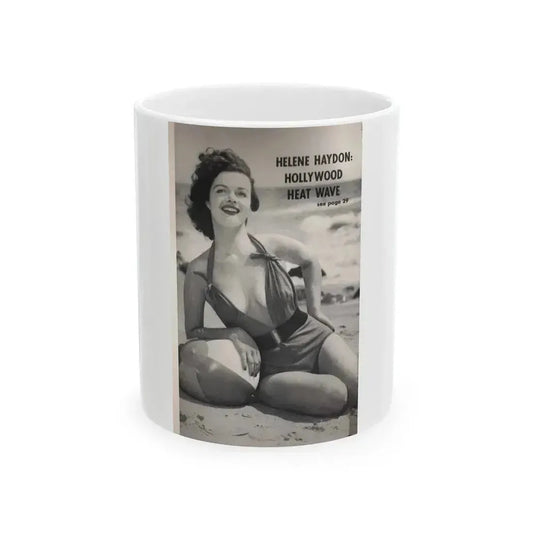 Helene Hayden #04 - Reverse side of cover 1 B&W Photo from EYE Digest Mag. Nov. '53 (Vintage Female Icon) White Coffee Mug 11oz - Go Mug Yourself