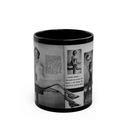 Helene Hayden #06 - 2 Pages, 3 B&W Photos, Short Article & Caption from EYE Digest Mag. Nov. '53 (Vintage Female Icon) Black Coffee Mug 11oz - Go Mug Yourself