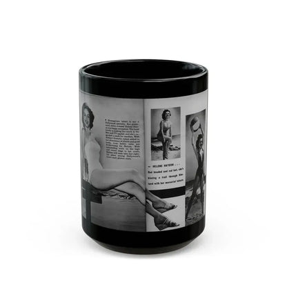 Helene Hayden #06 - 2 Pages, 3 B&W Photos, Short Article & Caption from EYE Digest Mag. Nov. '53 (Vintage Female Icon) Black Coffee Mug 15oz - Go Mug Yourself