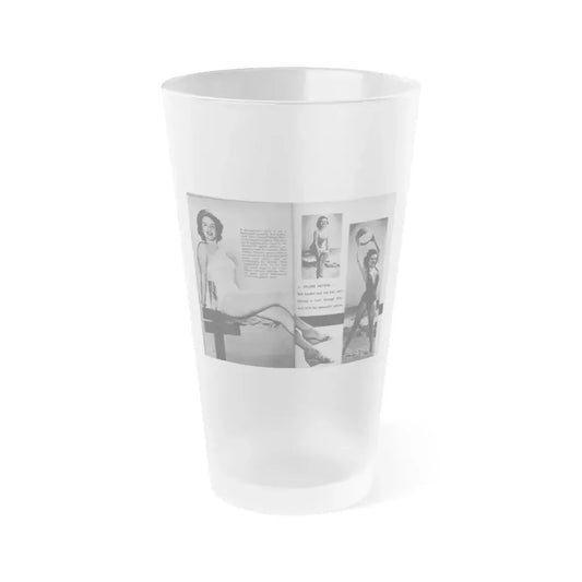 Helene Hayden #06 - 2 Pages, 3 B&W Photos, Short Article & Caption from EYE Digest Mag. Nov. '53 (Vintage Female Icon) Frosted Pint Glass 16oz 16oz Frosted - Go Mug Yourself