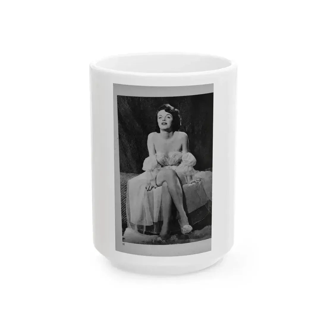 Helene Hayden #07 - 1 Pages, 3 B&W Photos, Short Article & Caption from EYE Digest Mag. Nov. '53 (Vintage Female Icon) White Coffee Mug 15oz - Go Mug Yourself
