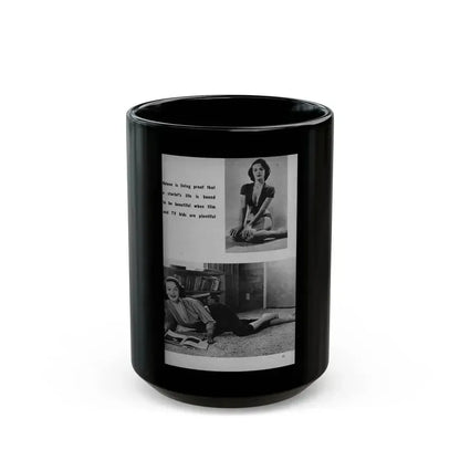 Helene Hayden #08 - 1 Page, 2 B&W Photos, Short & Caption from EYE Digest Mag. Nov. '53 (Vintage Female Icon) Black Coffee Mug 15oz - Go Mug Yourself