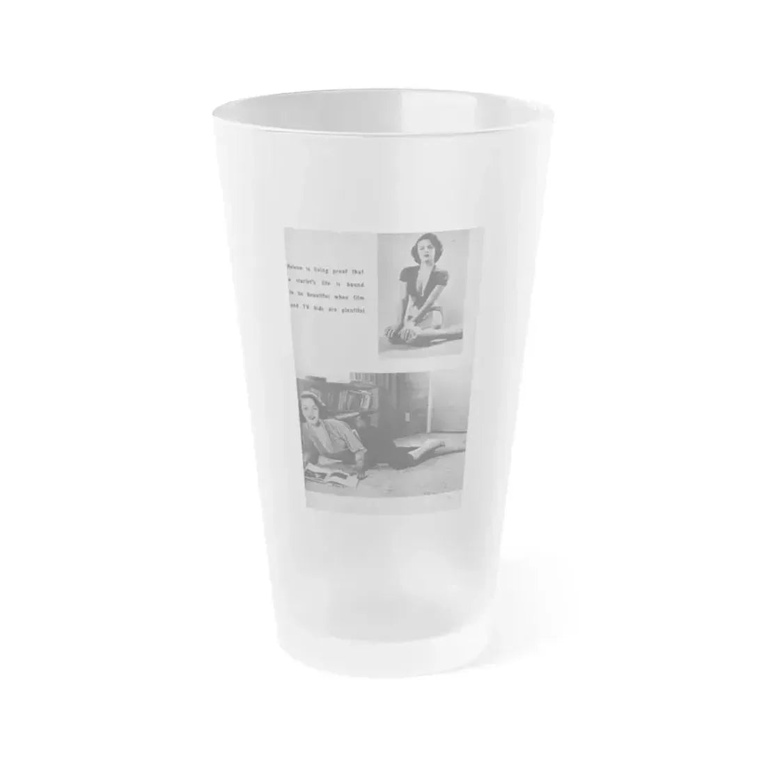 Helene Hayden #08 - 1 Page, 2 B&W Photos, Short & Caption from EYE Digest Mag. Nov. '53 (Vintage Female Icon) Frosted Pint Glass 16oz 16oz Frosted - Go Mug Yourself