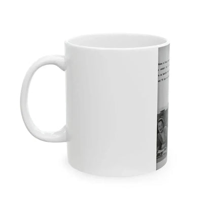 Helene Hayden #08 - 1 Page, 2 B&W Photos, Short & Caption from EYE Digest Mag. Nov. '53 (Vintage Female Icon) White Coffee Mug - Go Mug Yourself