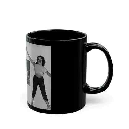 Helene Hayden #09 - 2 Pages, 3 B&W Photos & Caption from EYE Digest Mag. Nov. '53 (Vintage Female Icon) Black Coffee Mug - Go Mug Yourself