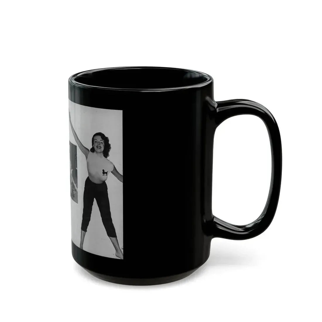 Helene Hayden #09 - 2 Pages, 3 B&W Photos & Caption from EYE Digest Mag. Nov. '53 (Vintage Female Icon) Black Coffee Mug - Go Mug Yourself