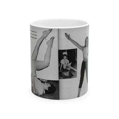 Helene Hayden #09 - 2 Pages, 3 B&W Photos & Caption from EYE Digest Mag. Nov. '53 (Vintage Female Icon) White Coffee Mug 11oz - Go Mug Yourself