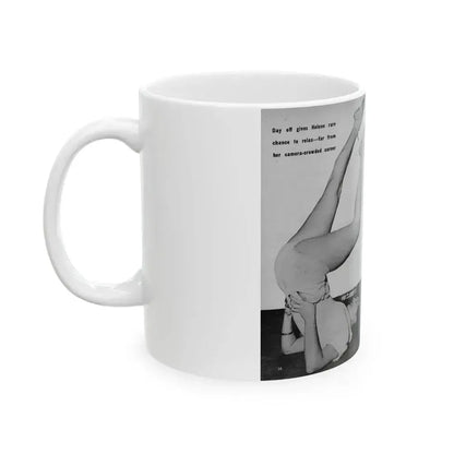 Helene Hayden #09 - 2 Pages, 3 B&W Photos & Caption from EYE Digest Mag. Nov. '53 (Vintage Female Icon) White Coffee Mug - Go Mug Yourself