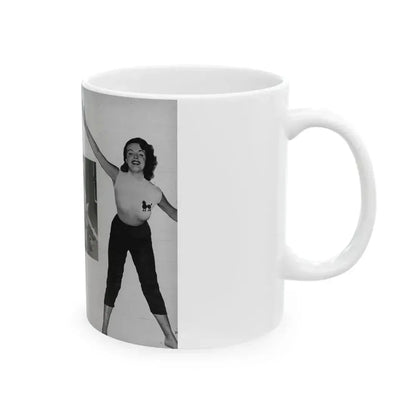 Helene Hayden #09 - 2 Pages, 3 B&W Photos & Caption from EYE Digest Mag. Nov. '53 (Vintage Female Icon) White Coffee Mug - Go Mug Yourself