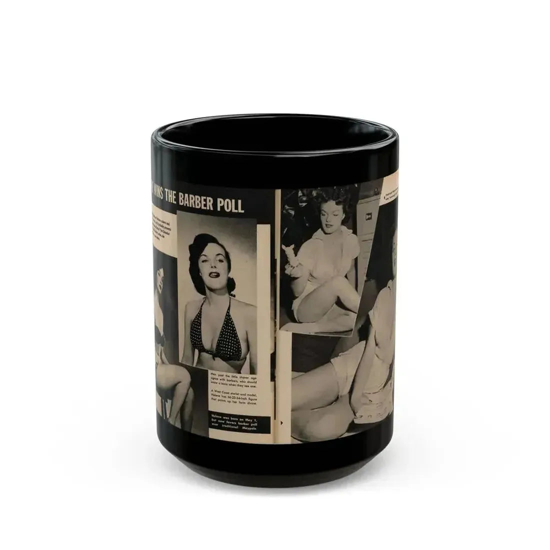 Helene Hayden #10 - 4 B&W Photos from GALA Mag. March '57 (Vintage Female Icon) Black Coffee Mug 15oz - Go Mug Yourself