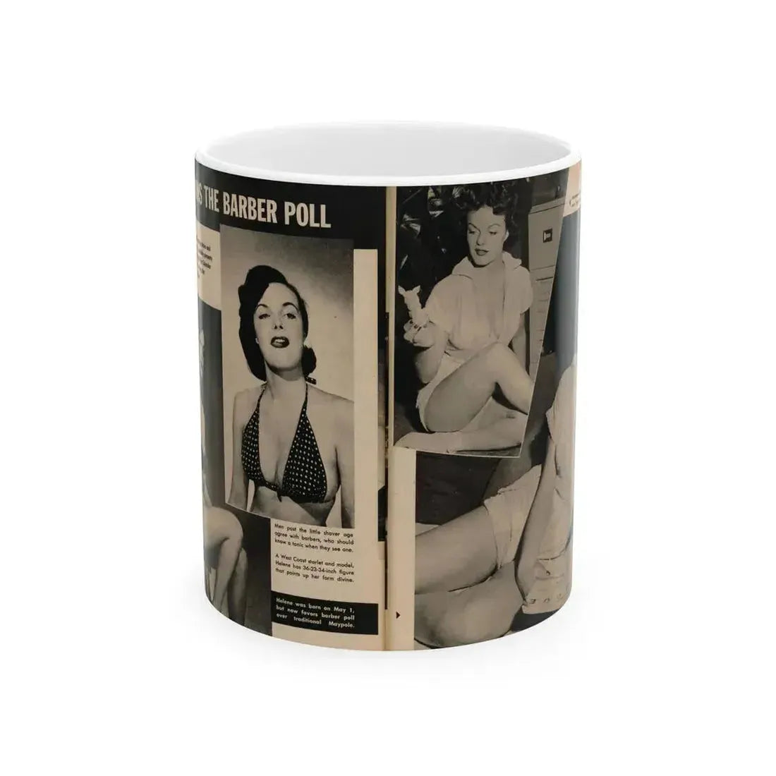 Helene Hayden #10 - 4 B&W Photos from GALA Mag. March '57 (Vintage Female Icon) White Coffee Mug 11oz - Go Mug Yourself