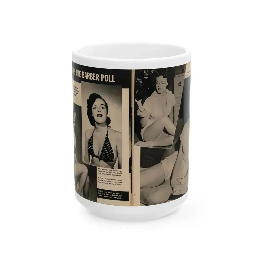 Helene Hayden #10 - 4 B&W Photos from GALA Mag. March '57 (Vintage Female Icon) White Coffee Mug 15oz - Go Mug Yourself