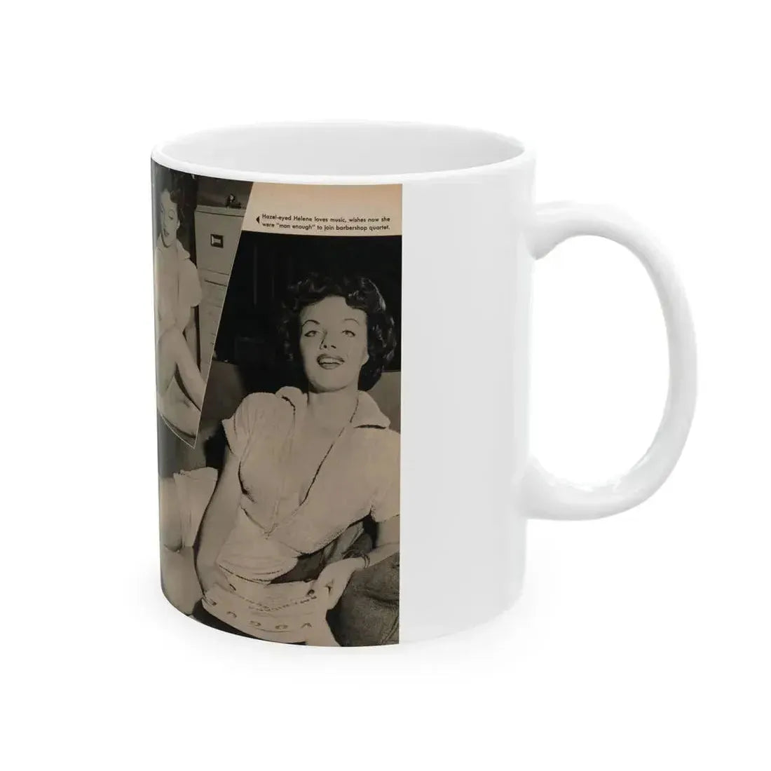 Helene Hayden #10 - 4 B&W Photos from GALA Mag. March '57 (Vintage Female Icon) White Coffee Mug - Go Mug Yourself