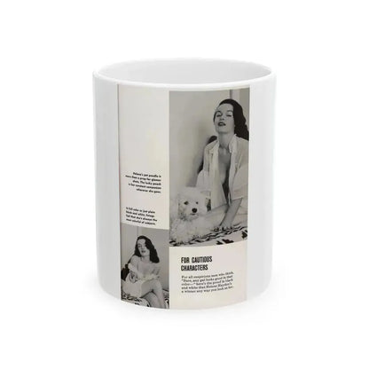 Helene Hayden #12 - 2 B&W Photos & Captions from Picture Scope Digest Mag. Jan. '57 (Vintage Female Icon) White Coffee Mug 11oz - Go Mug Yourself