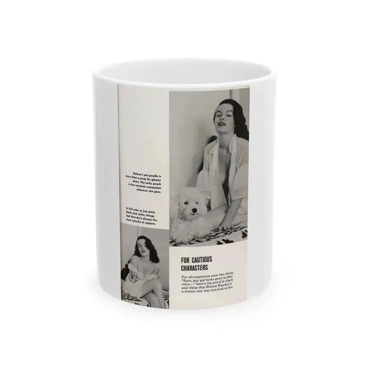 Helene Hayden #12 - 2 B&W Photos & Captions from Picture Scope Digest Mag. Jan. '57 (Vintage Female Icon) White Coffee Mug 11oz - Go Mug Yourself
