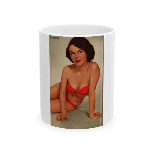Helene Hayden #13 - 1 Color Pin-Up Photo from Picture Scope Digest Mag. Jan. '57 (Vintage Female Icon) White Coffee Mug 11oz - Go Mug Yourself