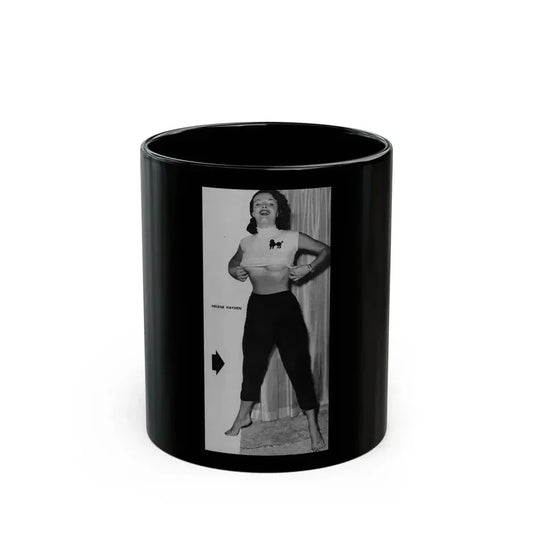 Helene Hayden #20 - 1 Large B&W Right Page Corner Photo from Cover Girls Models Mag. April '54 (Vintage Female Icon) Black Coffee Mug 11oz - Go Mug Yourself
