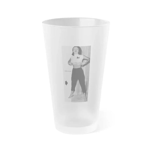 Helene Hayden #20 - 1 Large B&W Right Page Corner Photo from Cover Girls Models Mag. April '54 (Vintage Female Icon) Frosted Pint Glass 16oz 16oz Frosted - Go Mug Yourself