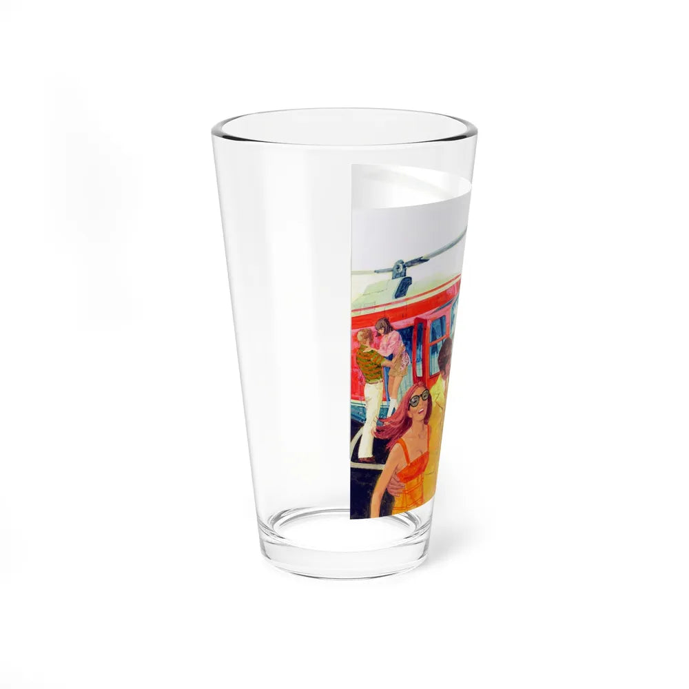 Helicopter Arrival, Playboy Illustration - Pint Glass 16oz-Go Mug Yourself