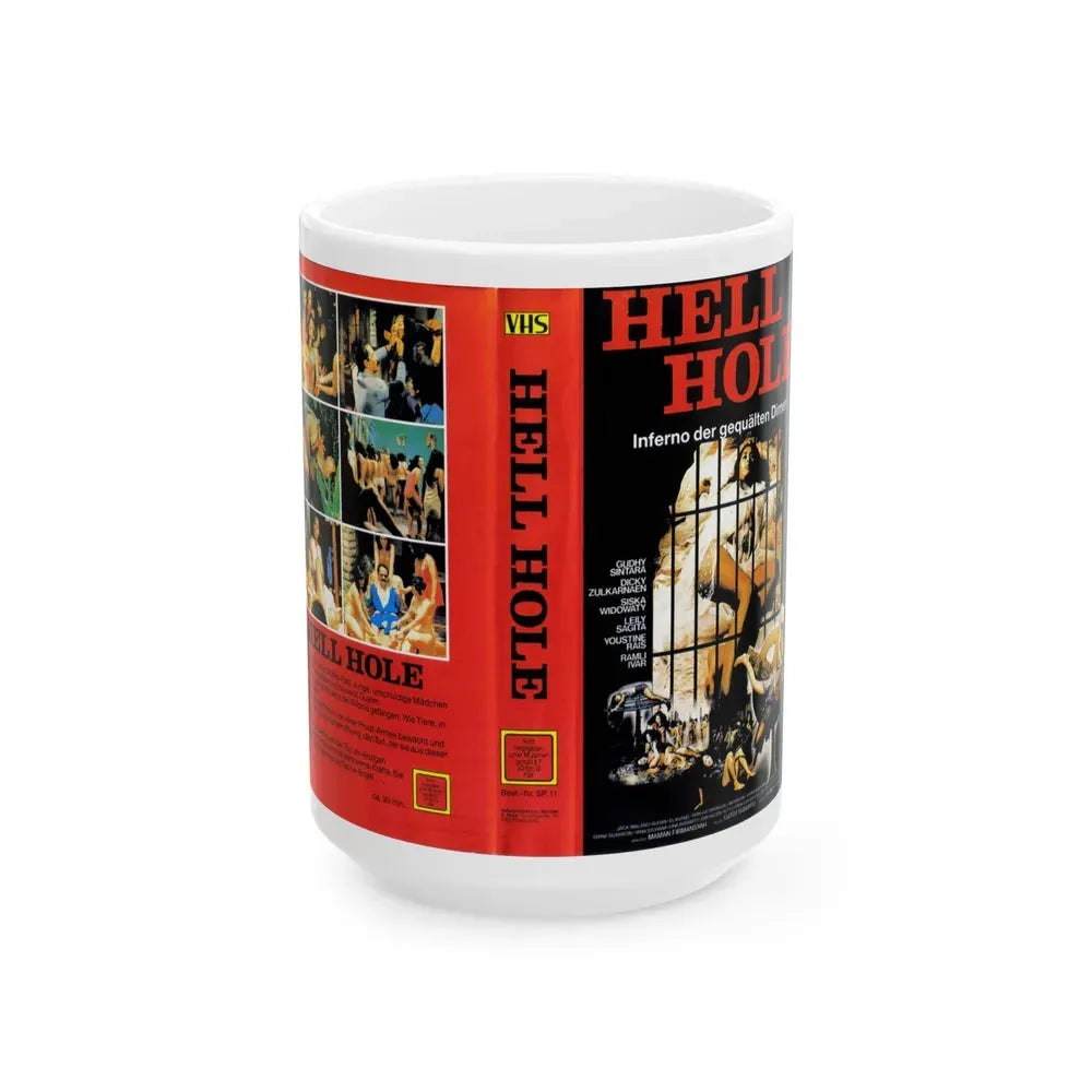 HELL HOLE INFERNO DER GEQUALTEN DIRNEN (VHS COVER) - White Coffee Mug 15oz - Go Mug Yourself