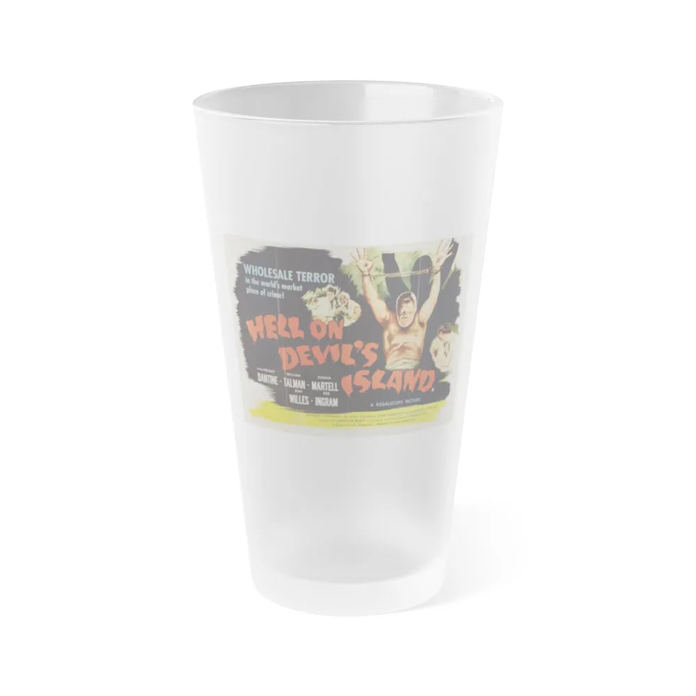 HELL ON DEVIL'S ISLAND 1957 Movie Poster - Frosted Pint Glass 16oz-16oz-Frosted-Go Mug Yourself