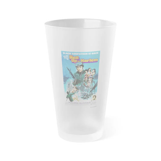 HELL UP IN HARLEM 1973 Movie Poster - Frosted Pint Glass 16oz-16oz-Frosted-Go Mug Yourself