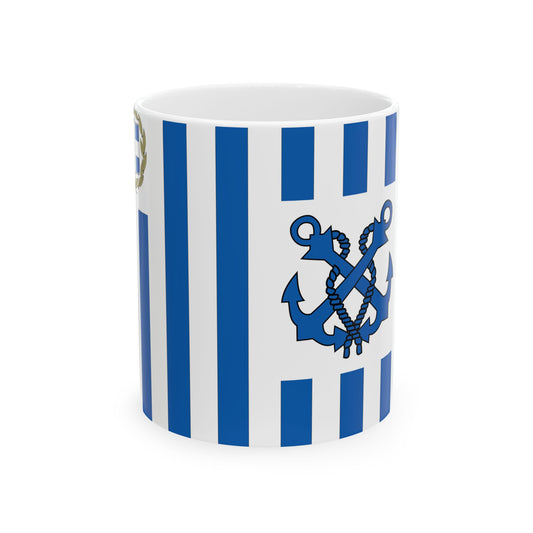 Hellenic Coast Guard House Flag (Greece) White Coffee Mug-11oz-Go Mug Yourself