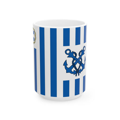 Hellenic Coast Guard House Flag (Greece) White Coffee Mug-15oz-Go Mug Yourself