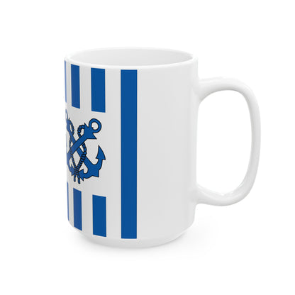 Hellenic Coast Guard House Flag (Greece) White Coffee Mug-Go Mug Yourself