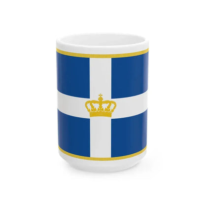 Hellenic Royal Flag 1935 (Greece) White Coffee Mug 15oz - Go Mug Yourself