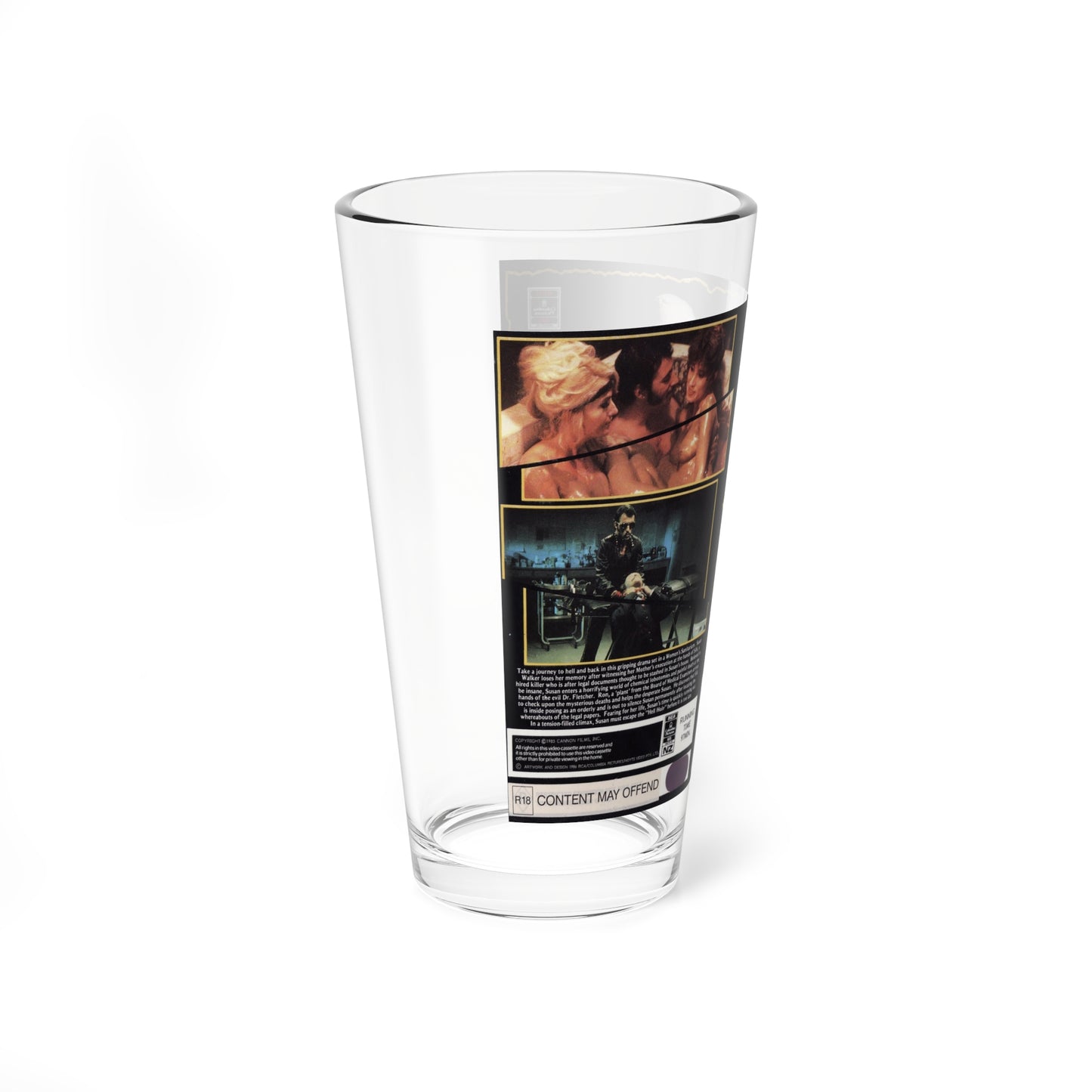 HELLHOLE HORROR (VHS COVER) Pint Glass 16oz-Go Mug Yourself