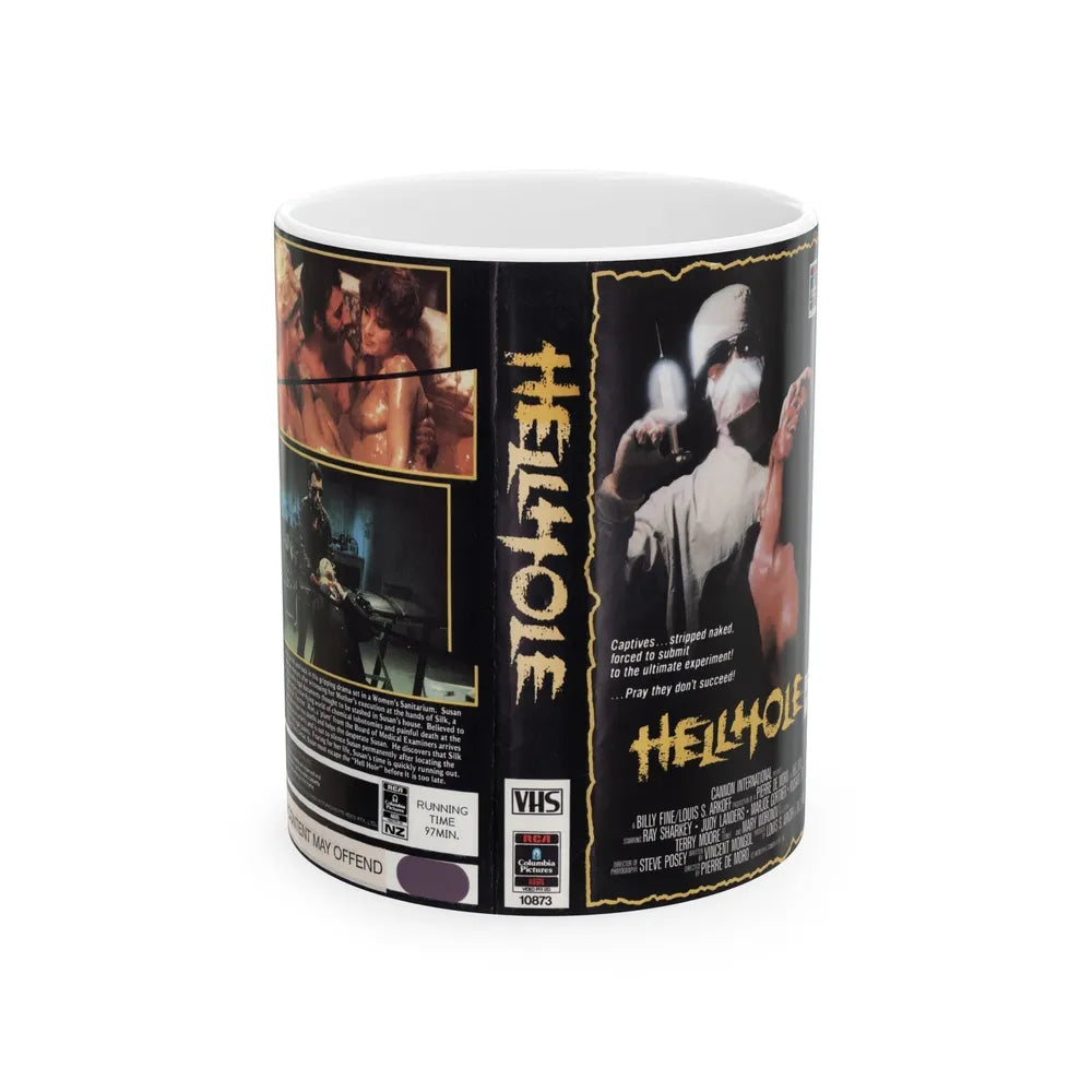 HELLHOLE HORROR (VHS COVER) - White Coffee Mug-11oz-Go Mug Yourself