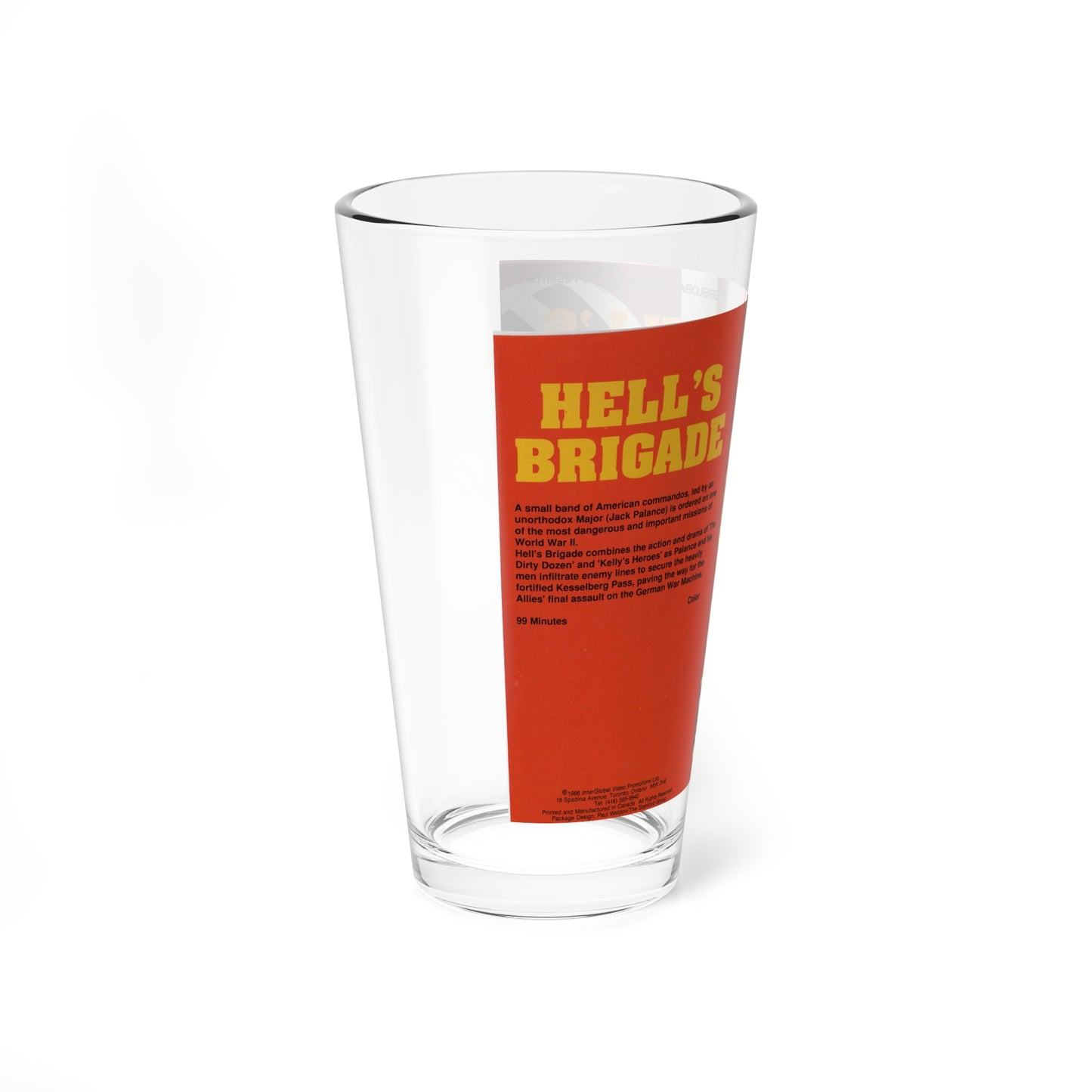 HELLS BRIGADE (VHS COVER) Pint Glass 16oz-Go Mug Yourself