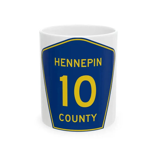 Hennepin County 10 (Minnesota) (Road Sign) White Coffee Mug 11oz - Go Mug Yourself