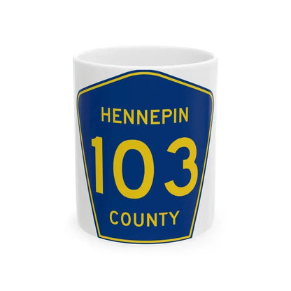 Hennepin County 103 (Minnesota) (Road Sign) White Coffee Mug 11oz - Go Mug Yourself