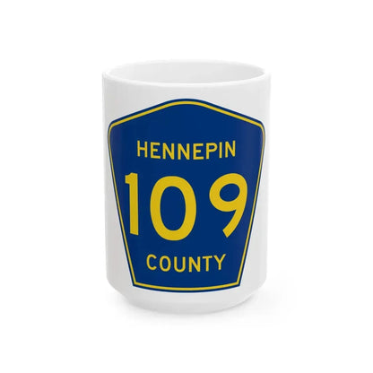Hennepin County 109 (Minnesota) (Road Sign) White Coffee Mug 15oz - Go Mug Yourself