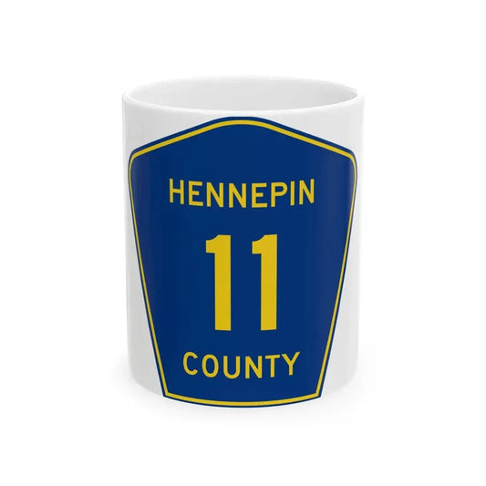 Hennepin County 11 (Minnesota) (Road Sign) White Coffee Mug 11oz - Go Mug Yourself