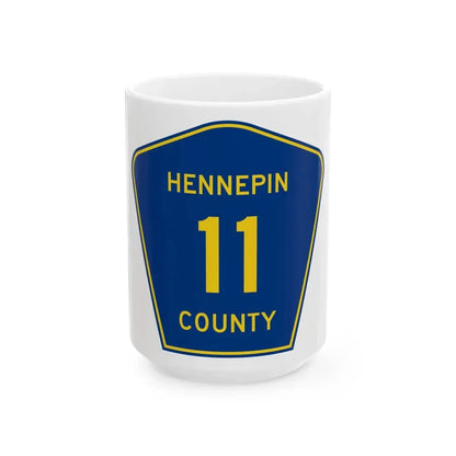 Hennepin County 11 (Minnesota) (Road Sign) White Coffee Mug 15oz - Go Mug Yourself