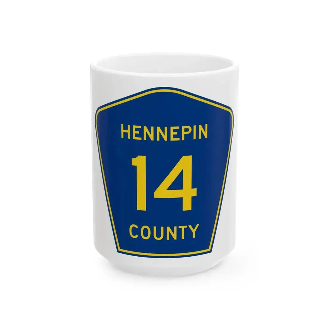 Hennepin County 14 (Minnesota) (Road Sign) White Coffee Mug 15oz - Go Mug Yourself